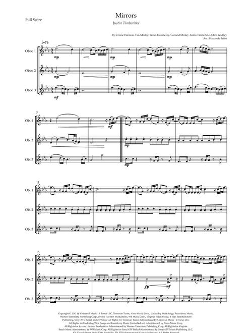 Mirrors (Arr. Fernando Britto) - Justin Timberlake (Woodwind Ensemble)