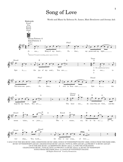 Song Of Love - Rebecca St James (Easy Guitar)