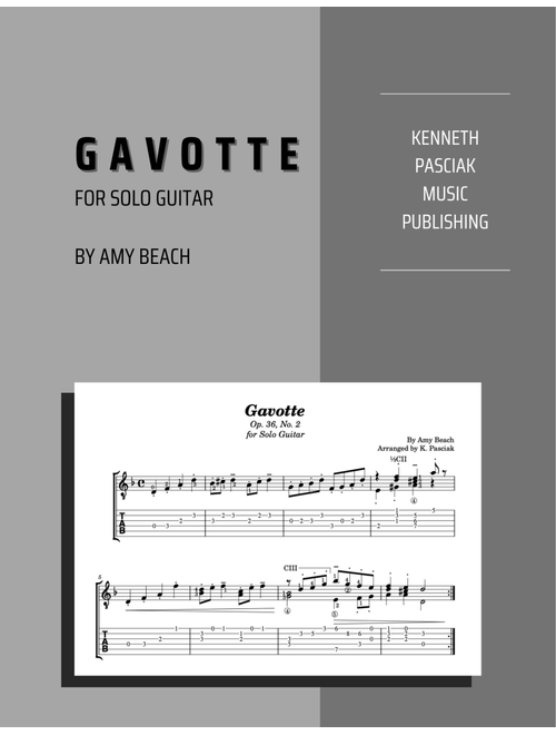 Gavotte (for Solo Guitar) (Arr. Kenneth Pasciak) - Amy Beach (Easy Guitar with TAB)