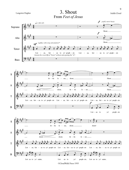 3. Shout (A Cappella--(From the cantata FEET OF JESUS by Judith Cloud, text by Langston Hughes) (Choral, SATB)