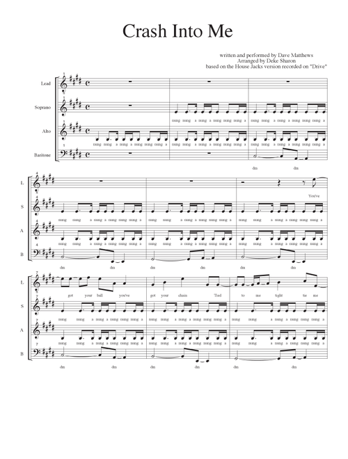 Crash Into Me (Arr. Deke Sharon) - Dave Matthews Band (Choral, SAB)