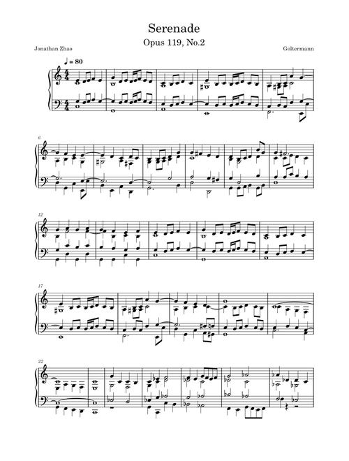 Serenade Op 119 No 2 – Georg Goltermann - Piano arrangement