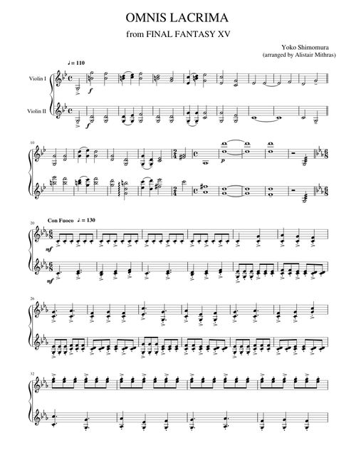 OMNIS LACRIMA - Violin Duet - FINAL FANTASY XV
