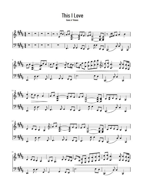 This I Love (Arr. Guns N' Roses) (Easy Piano)