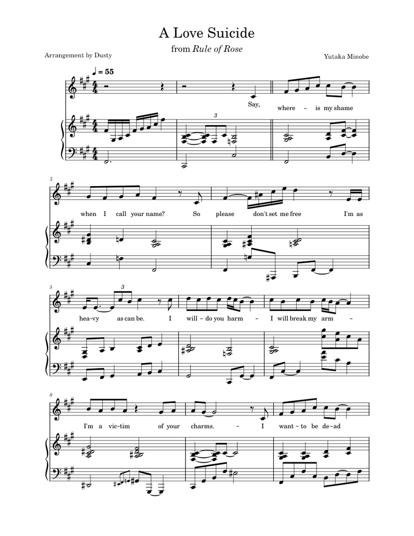 A Love Suicide Yutaka Minobe piano tutorial