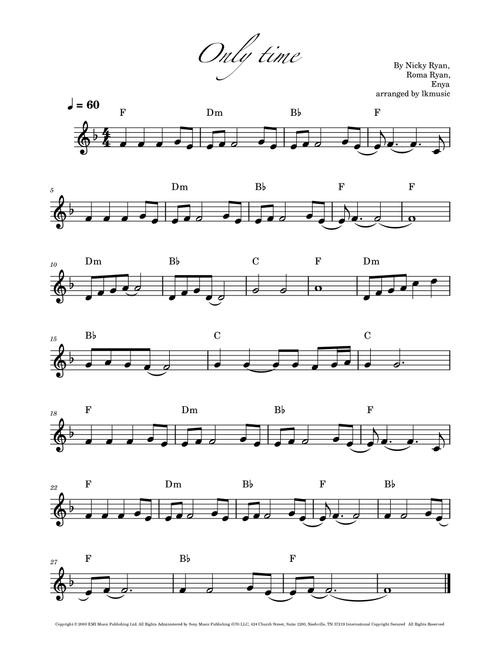 Only Time (Arr. Lkmusic) - Enya (Clarinet Solo)