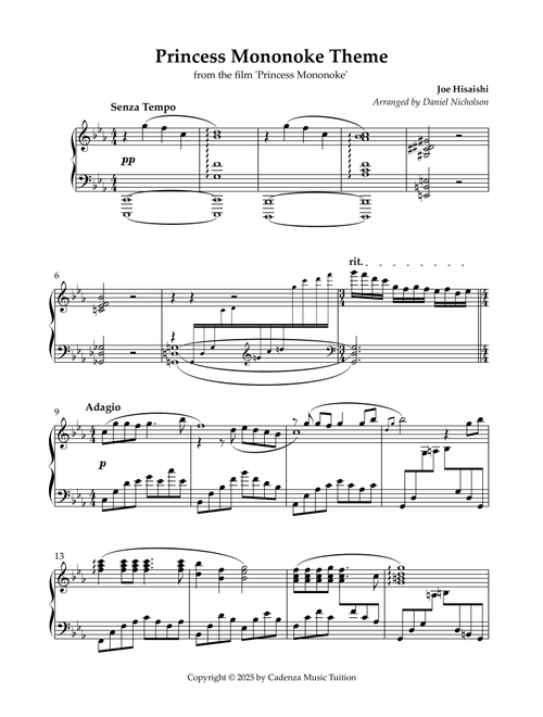 Princess Mononoke (Arr. Daniel Nicholson) (Piano Solo)