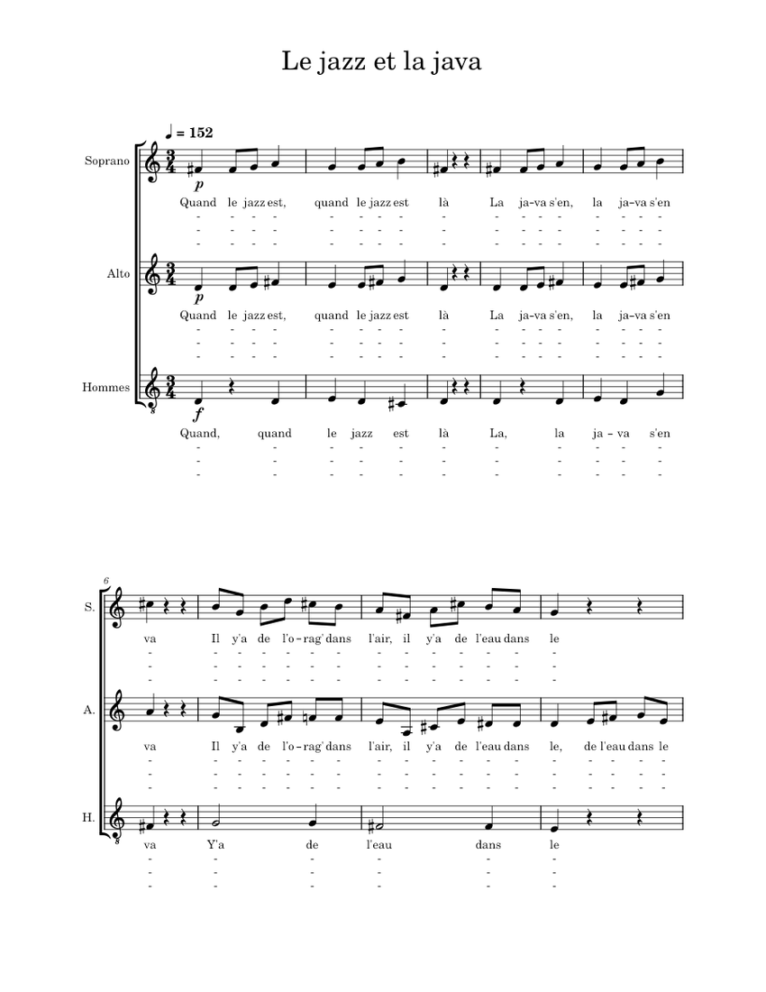 Le jazz et la java – Claude Nougaro Le jazz et la java Sheet Music for ...
