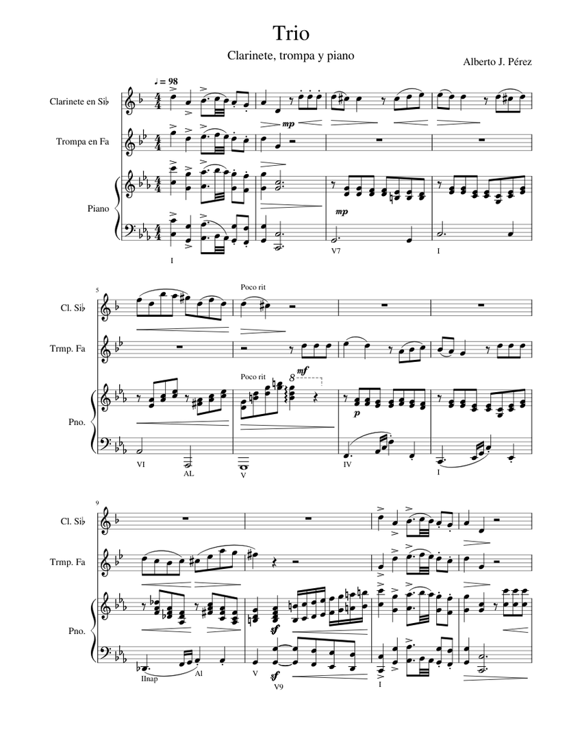 Trio horn and piano in C minor Sheet music for Piano