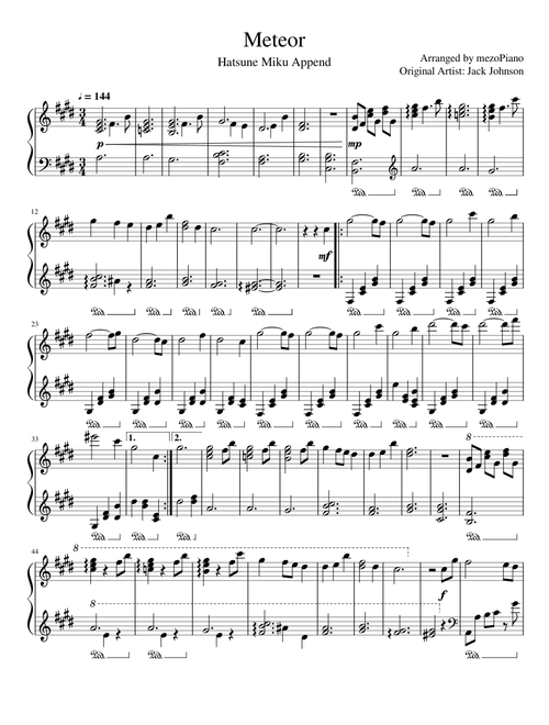 Meteor - Hatsune Miku piano FULL