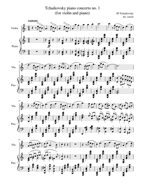 Tchaikovsky Piano concerto no. 1 (for violin and piano)