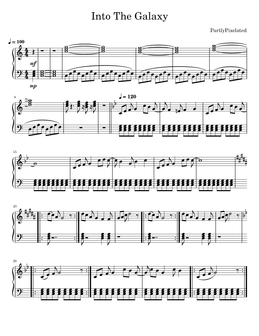 Into The Galaxy Sheet Music for Piano (Solo) easy | MuseScore.com