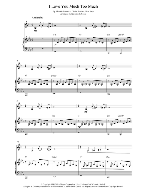 I Love You Much Too Much (Arr. Kaiserin Rebecca) - Santana (Clarinet and Piano)