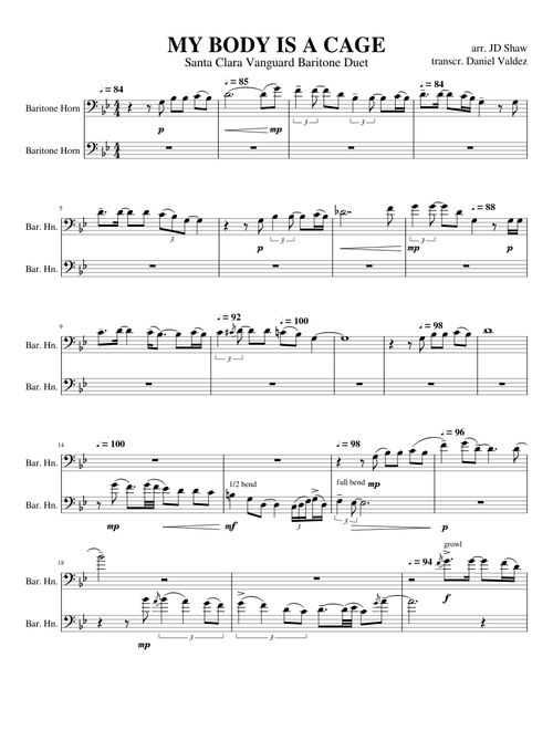 My Body is a Cage (SCV Baritone Duet)