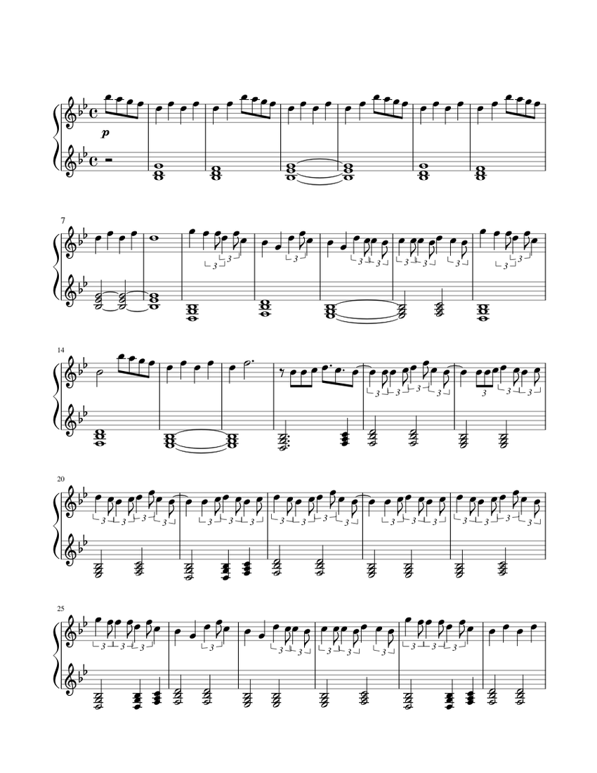 7 Years Piano Tutorial   Score 0 @850x1100