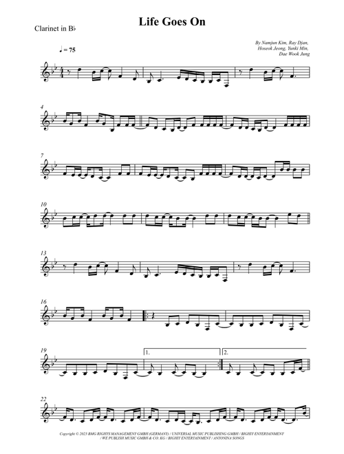 Life Goes On (Arr. Wesley S. SIlva) - August D (Clarinet Solo)