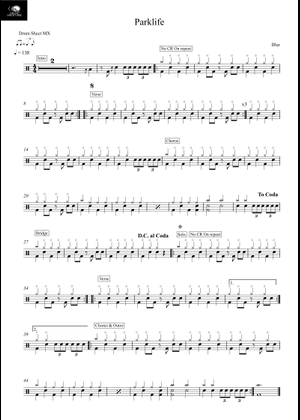 Play Official version of Parklife Sheet Music by Blur for Guitar