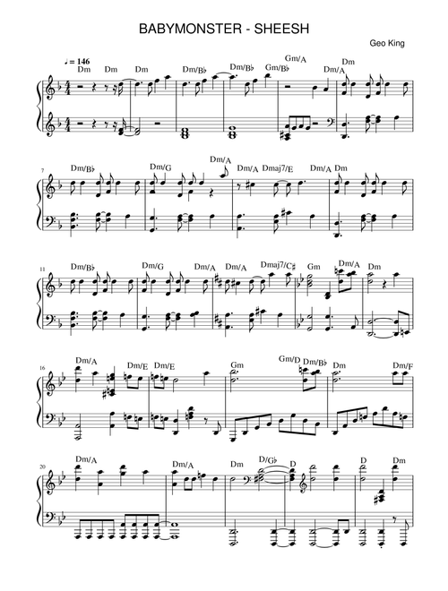 Sheesh (Arr. Gregory King) - BABYMONSTER (Easy Piano)