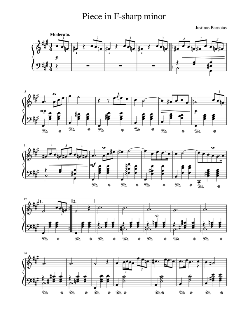 Piece In F Sharp Minor Original Sheet Music For Piano Solo Musescore Com