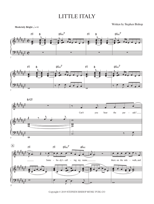 Little Italy (Arr. Jack Majdecki Music) - Stephen Bishop (Piano Vocal)