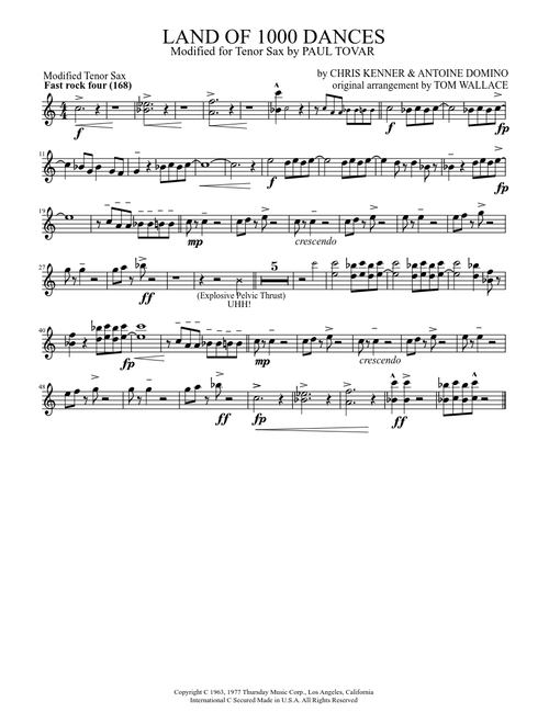LAND OF 1000 DANCES (Modified for Tenor Sax)