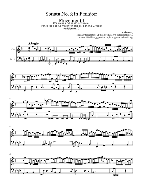 Händel [sic] Sonata No. 3 In F Major: Movement I