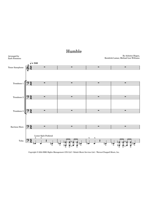 Humble (Arr. Zach Simmons) - Kendrick Lamar (Marching Band)