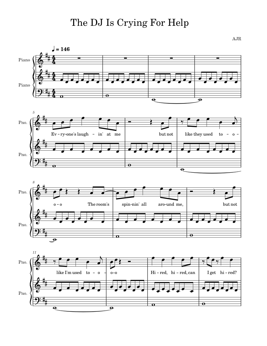 The DJ is crying for help AJR Sheet music for Piano (Solo)