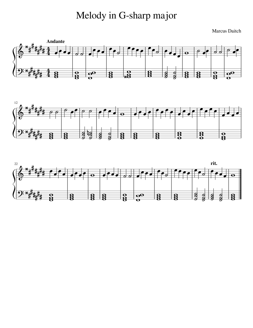 Melody in G-sharp major Sheet Music for Piano (Solo) easy | MuseScore.com