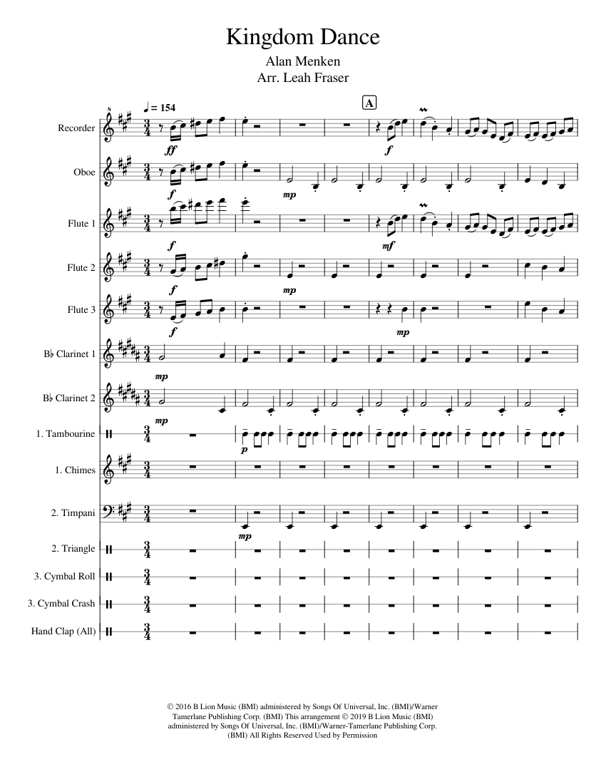 Kingdom Dance Sheet music for Tambourine, Flute, Oboe, in bflat & more instruments