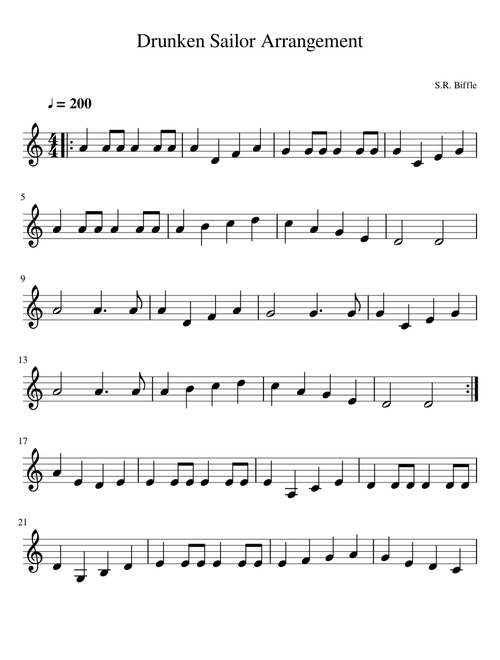Drunken Sailor Simple Arrangement