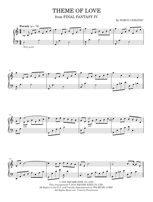 Theme Of Love - Nobuo Uematsu (Piano Solo)