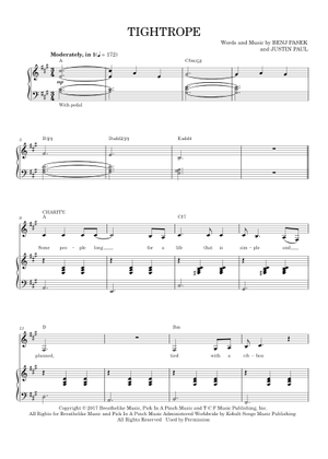 Play Official version of Tightrope Sheet Music by Benj Pasek and