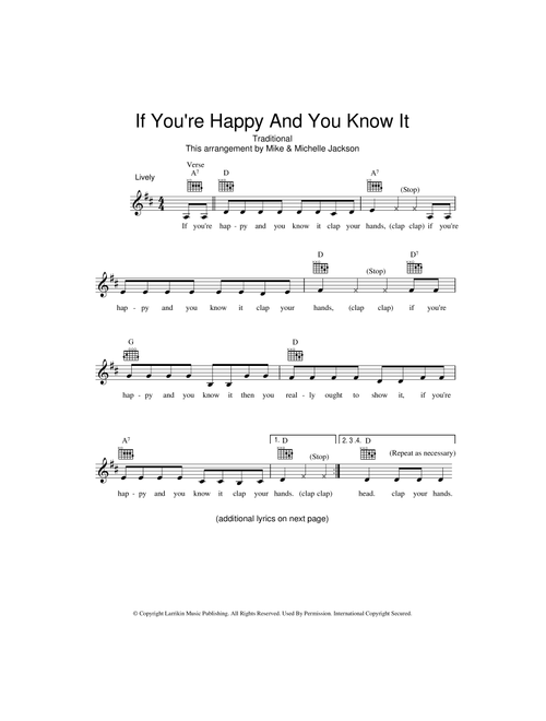 If You're Happy And You Know It - Traditional (Lead Sheet - Fake Book)