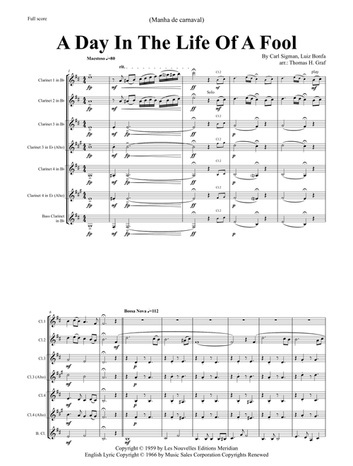 A Day In The Life Of A Fool (manha De Carnaval) (Arr. Thomas Graf) - Luiz Bonfa (Woodwind Ensemble)