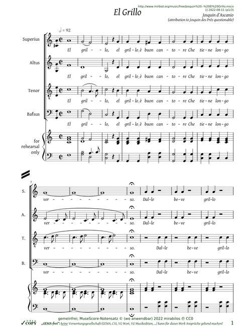Josquin — El Grillo
