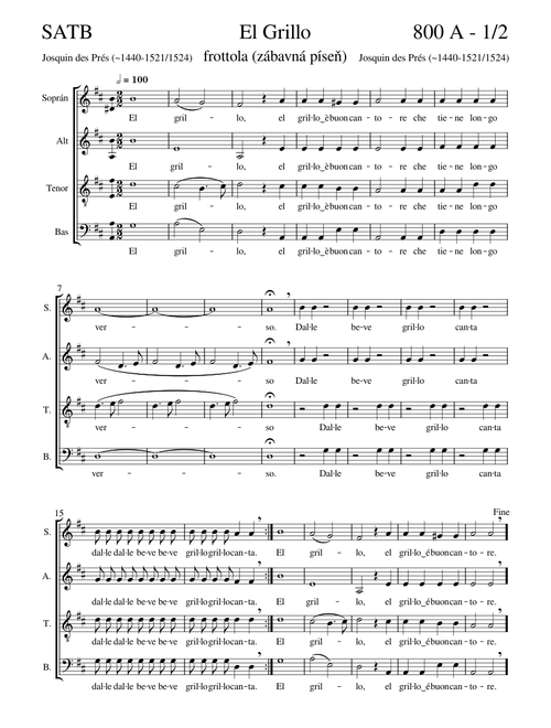 800 SATB El Grillo (J. des Prés)