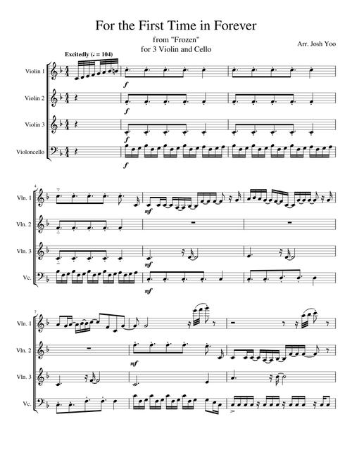 For the First Time in Forever (Disney's "Frozen") for String Quartet