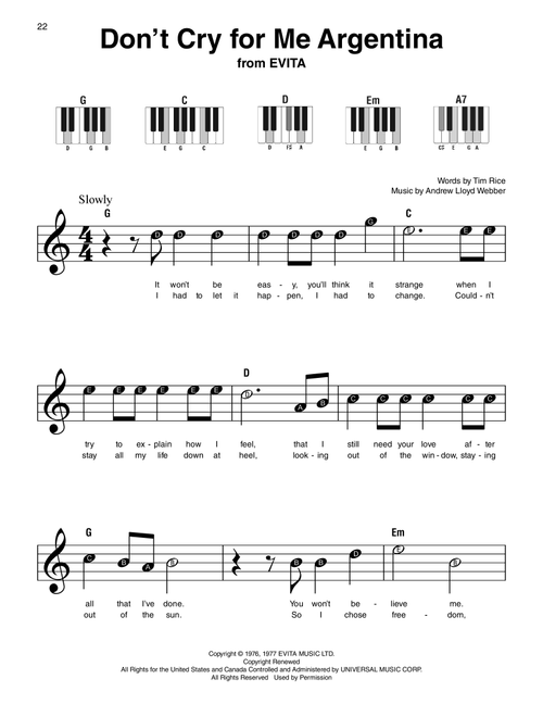Don't Cry For Me Argentina - Madonna (Super Easy Piano)