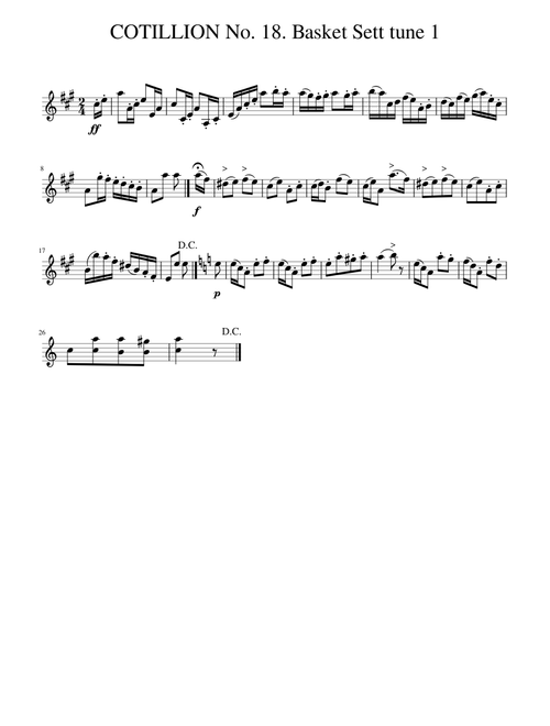 COTILLION No. 18. Basket Sett tune 1