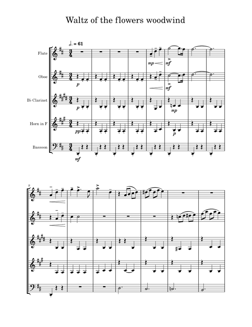 Waltz of the Flowers – Pyotr Ilyich Tchaikovsky Sheet Music for Flute
