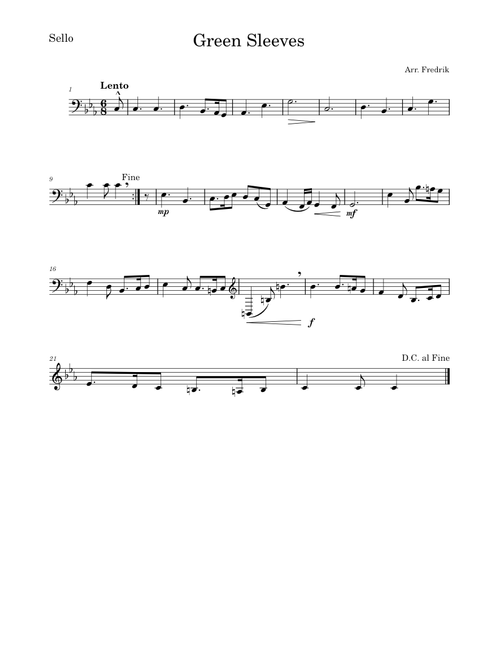 Green sleeves – Violoncello