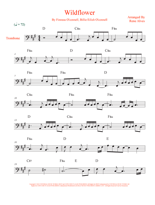 Wildflower (Arr. Rene Alves) - Billie Eilish (Trombone Solo)