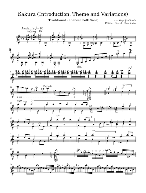 Sakura (Introduction, Theme and Variations)(arr. Yuquijiro Yocoh) - Traditional
