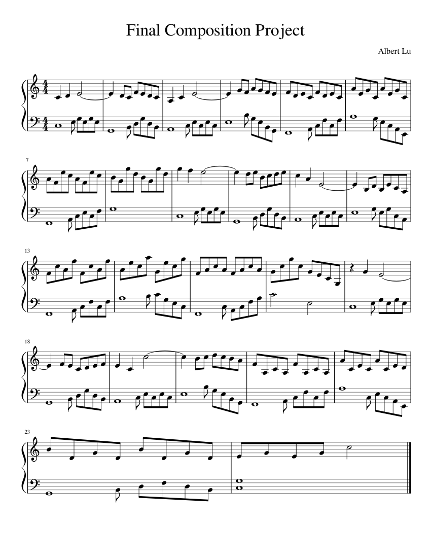 Albert Lu Final Composition Project Sheet Music for Piano (Solo) easy ...