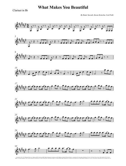 What Makes You Beautiful (Arr. Wesley S> Silva) - One Direction (Clarinet Solo)