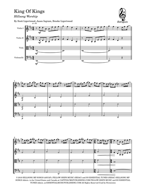 King Of Kings (Arr. Estreguin) - Hillsong Worship (String Quartet)