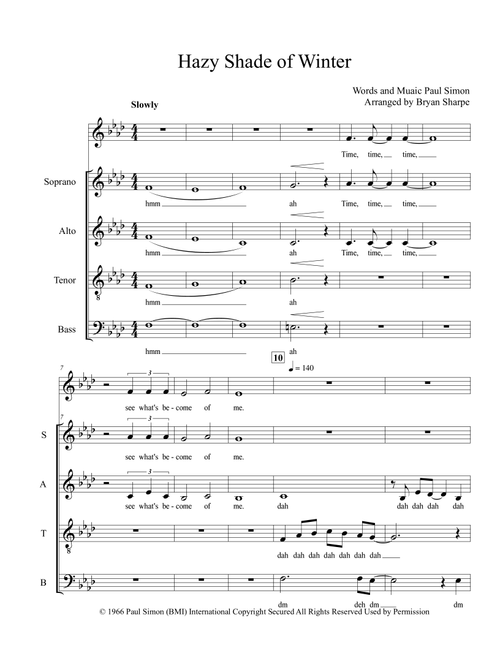 A Hazy Shade Of Winter (Arr. Bryan Sharpe) - Paul Simon (Choral, SATB)