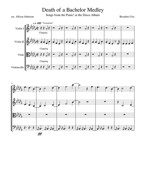 Death of a Bachelor Medley - Panic! at the Disco for String Quartet