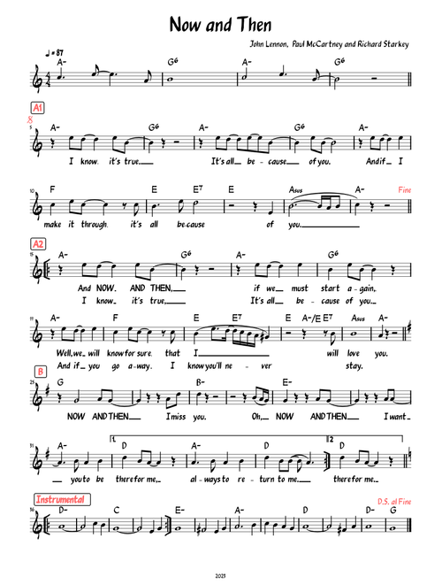 Now and Then (Lead sheet with lyrics )